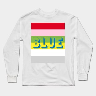 BLUE - Color Mix Stripe Long Sleeve T-Shirt